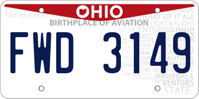 OH license plate FWD3149