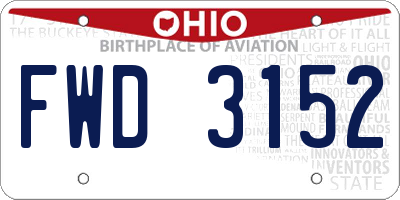 OH license plate FWD3152