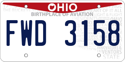 OH license plate FWD3158