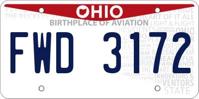 OH license plate FWD3172