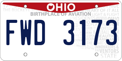 OH license plate FWD3173