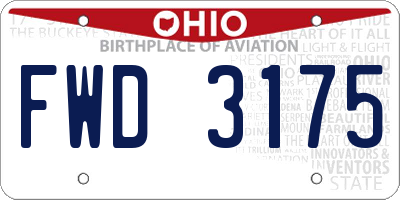 OH license plate FWD3175