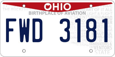 OH license plate FWD3181