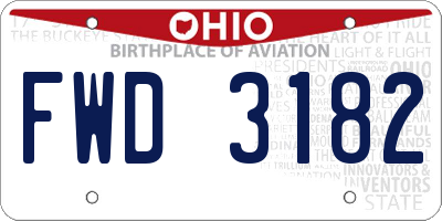 OH license plate FWD3182
