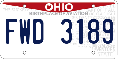 OH license plate FWD3189