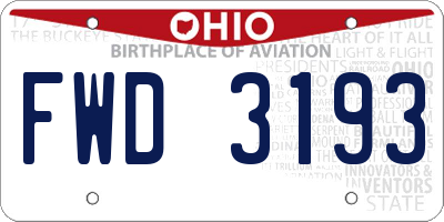 OH license plate FWD3193