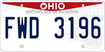 OH license plate FWD3196
