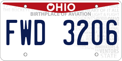 OH license plate FWD3206