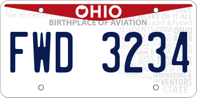 OH license plate FWD3234