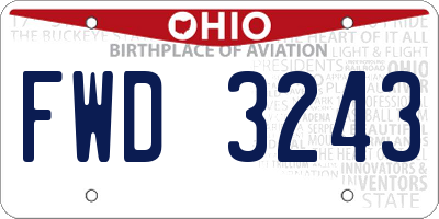 OH license plate FWD3243