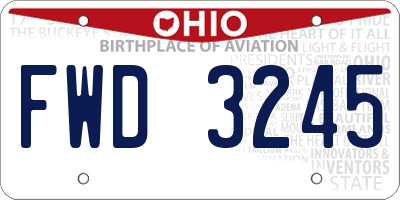 OH license plate FWD3245