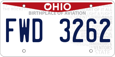 OH license plate FWD3262