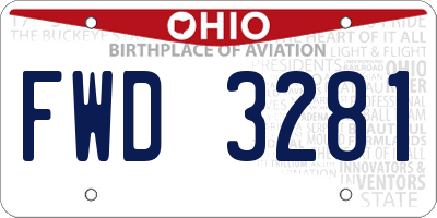OH license plate FWD3281