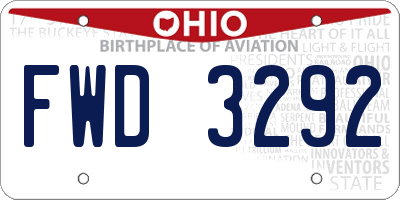 OH license plate FWD3292