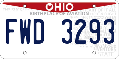 OH license plate FWD3293