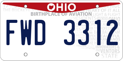 OH license plate FWD3312