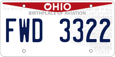 OH license plate FWD3322
