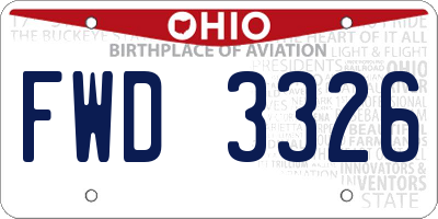 OH license plate FWD3326