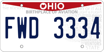 OH license plate FWD3334