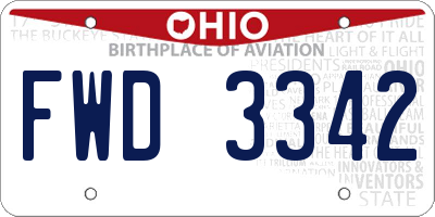 OH license plate FWD3342