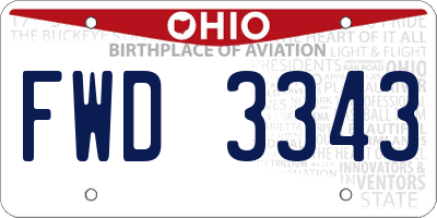 OH license plate FWD3343
