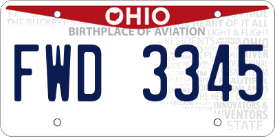 OH license plate FWD3345