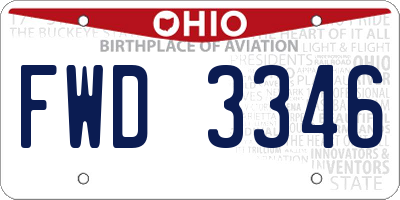 OH license plate FWD3346