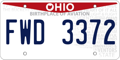 OH license plate FWD3372