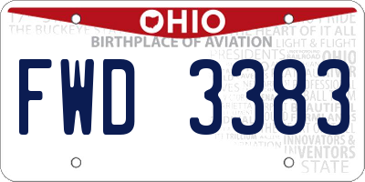 OH license plate FWD3383