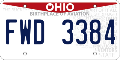 OH license plate FWD3384