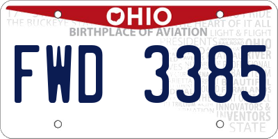OH license plate FWD3385