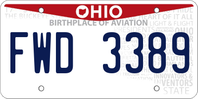OH license plate FWD3389