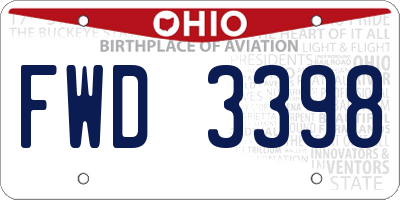 OH license plate FWD3398
