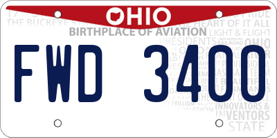 OH license plate FWD3400