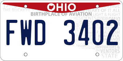OH license plate FWD3402
