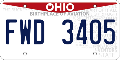 OH license plate FWD3405