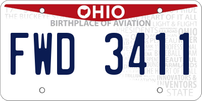 OH license plate FWD3411