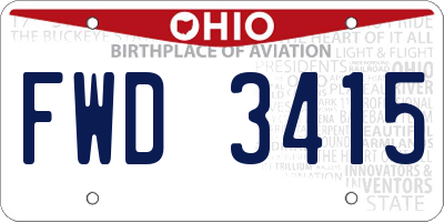 OH license plate FWD3415