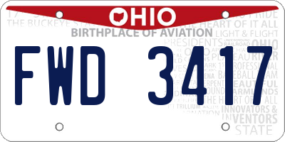OH license plate FWD3417