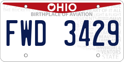 OH license plate FWD3429