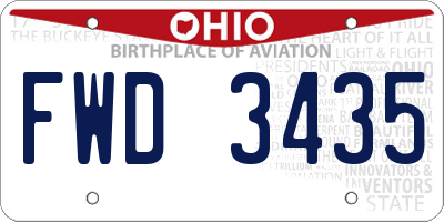 OH license plate FWD3435