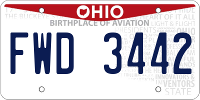 OH license plate FWD3442