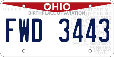 OH license plate FWD3443