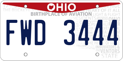 OH license plate FWD3444