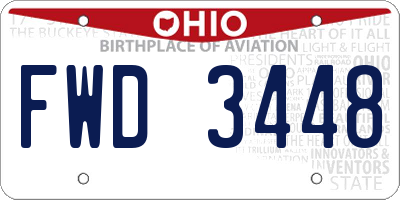 OH license plate FWD3448