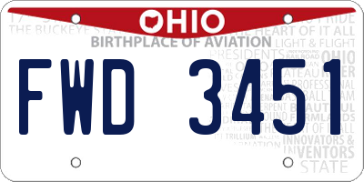 OH license plate FWD3451