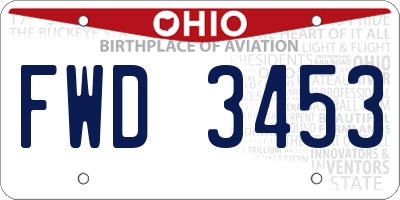 OH license plate FWD3453