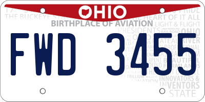 OH license plate FWD3455