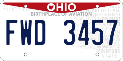 OH license plate FWD3457