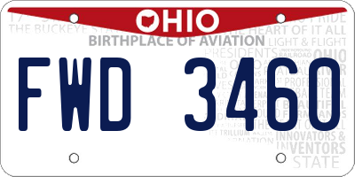 OH license plate FWD3460